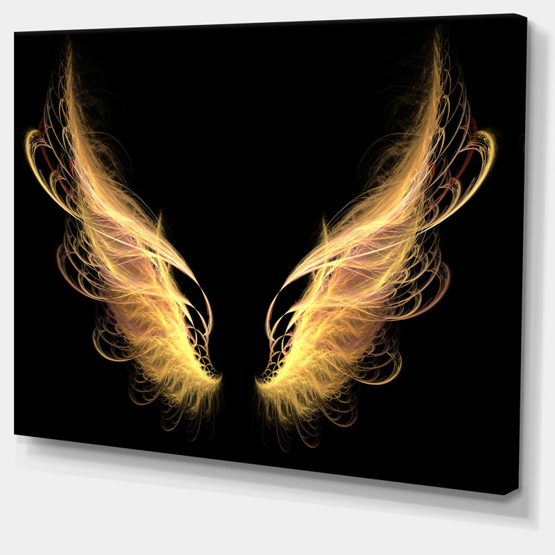 Designart Golden Angel Wings On Black Graphic Art On Wrapped