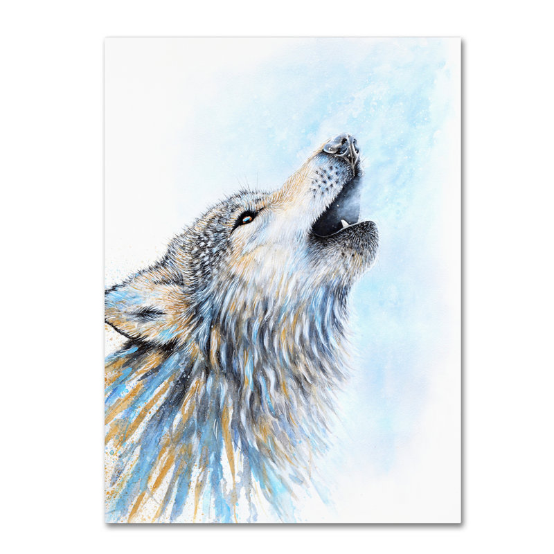 Winston Porter Howling Wolf Graphic Art Print On Wrapped Canvas