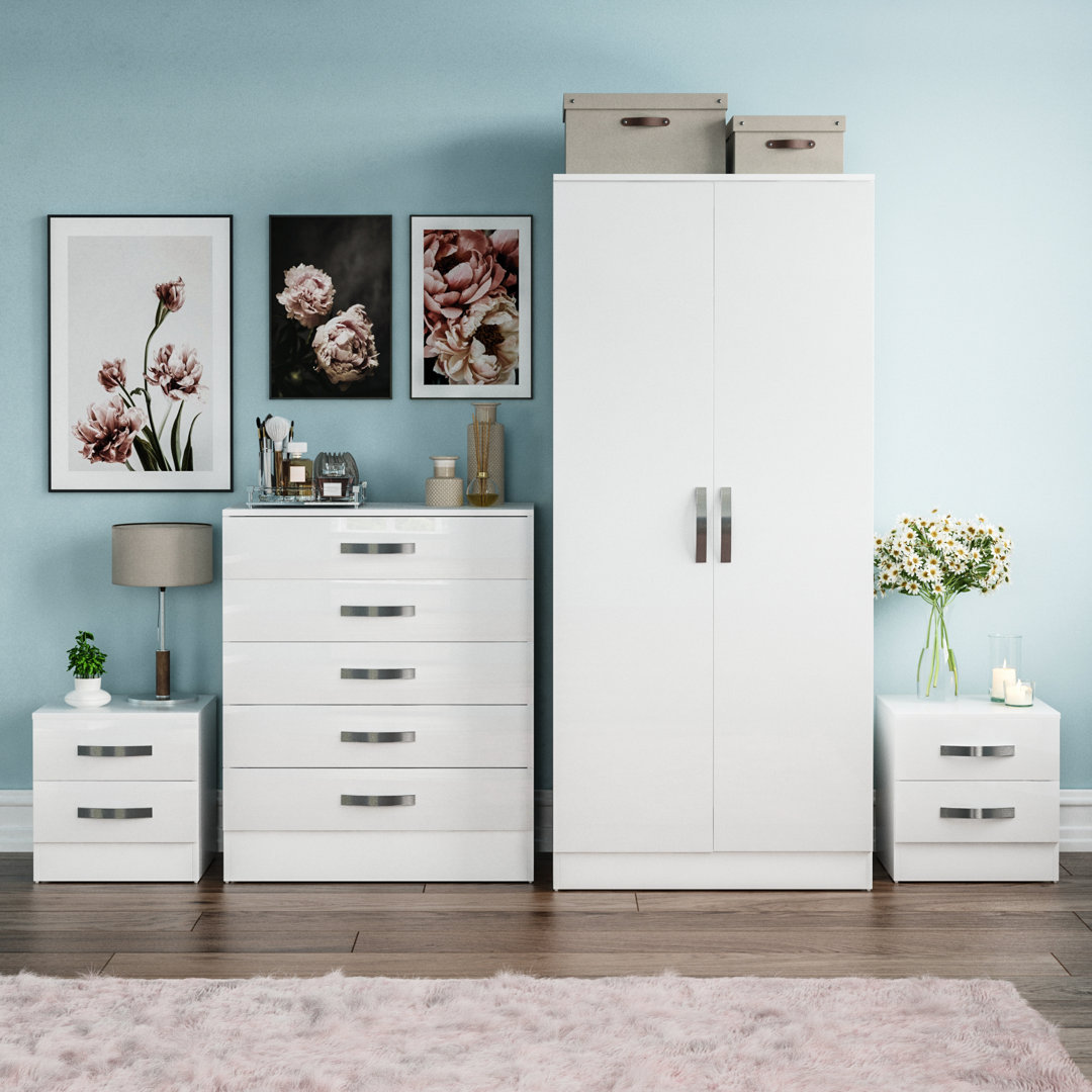 17 Stories 4-tlg. Schlafzimmermöbel-Set Arkadij Farbe: Weiß