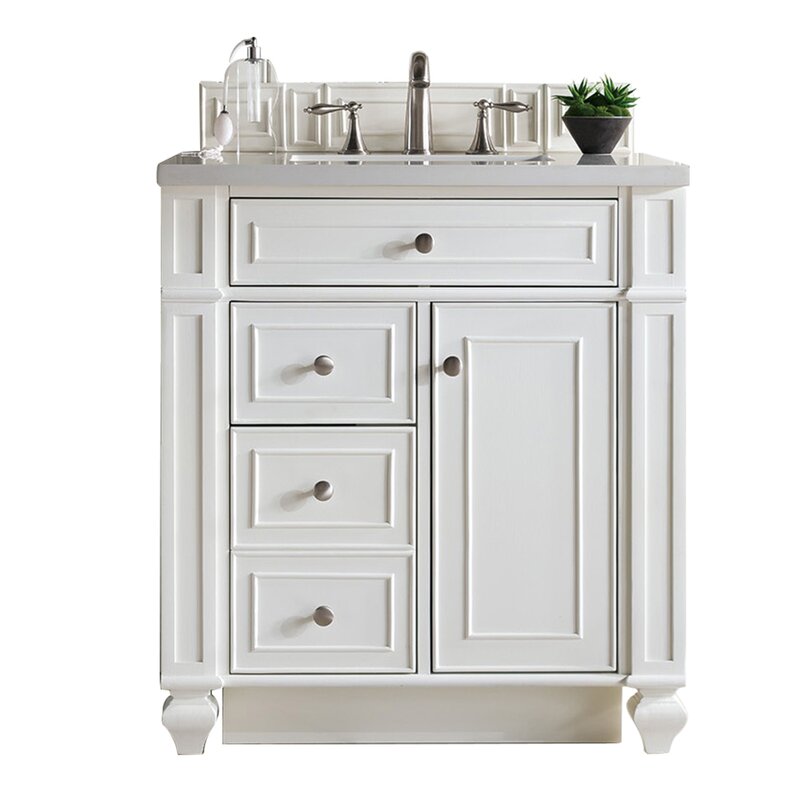 James Martin Furniture Bristol 30" Single White Washed Walnut Bathroom Vanity Set & Reviews ...