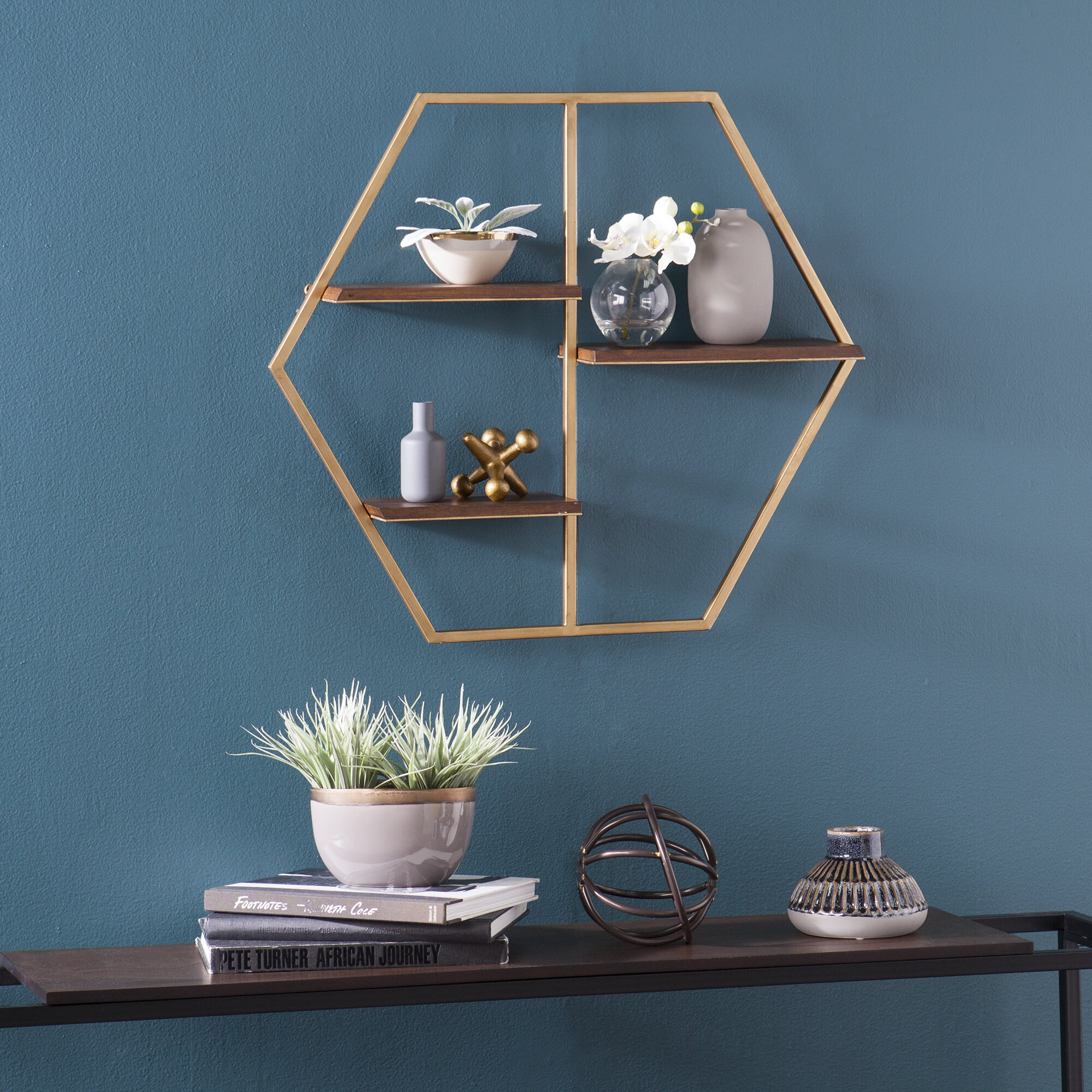 Everly Quinn Herman Hexagon Decorative Wall Shelf | Wayfair