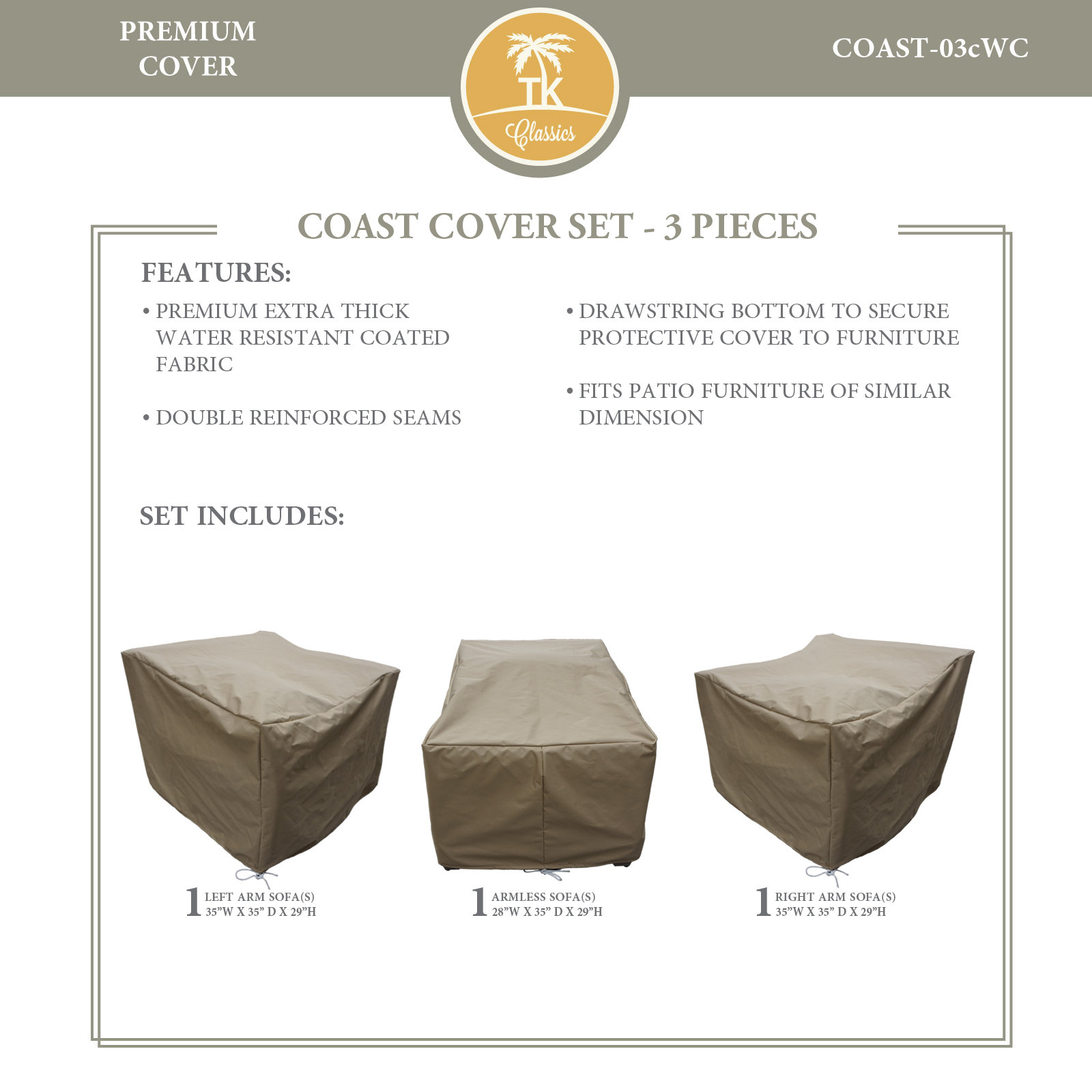 Rosecliff Heights Claire Protective 3 Piece Water Resistant Patio Furniture Cover Set Wayfair