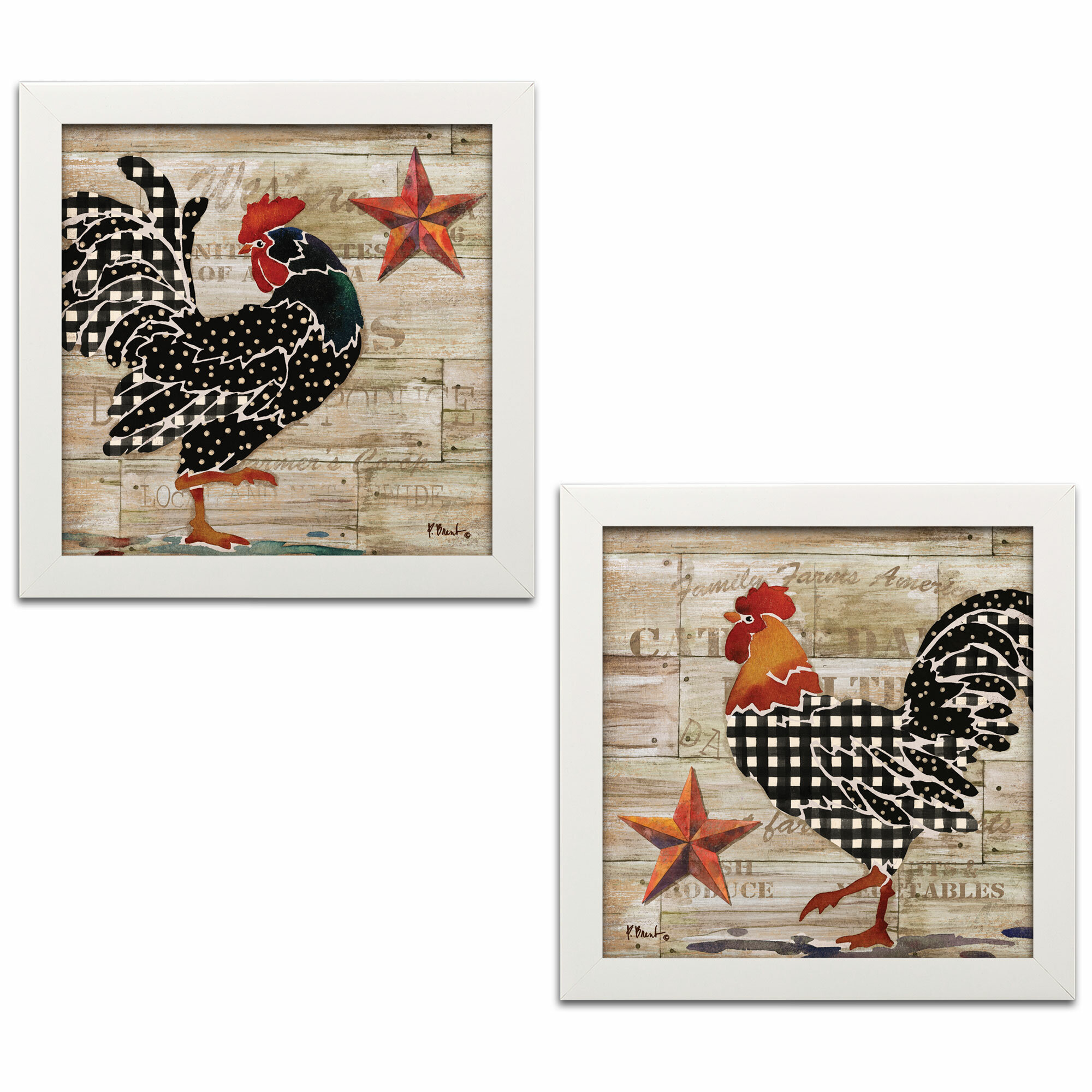 August Grove Farmhouse Kitchen Decor Rooster Barnstar 2 Piece