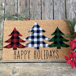Northlight Red and Green Holly Berrie "Merry Christmas" Outdoor Mat 30 x 18 