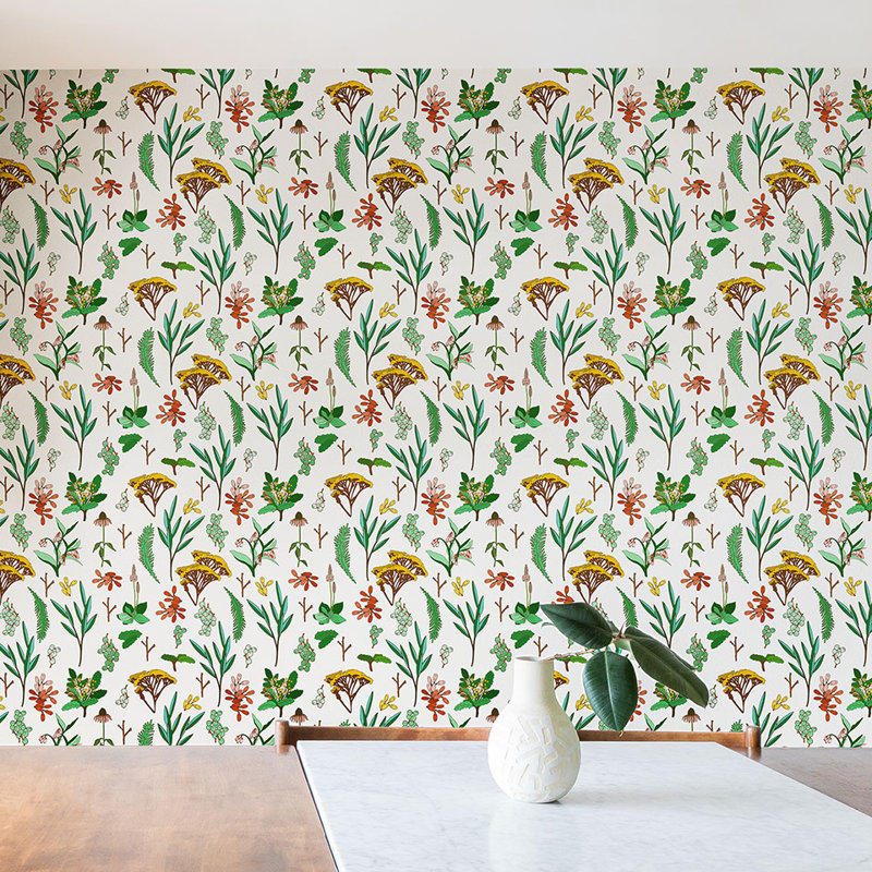 East Urban Home Holli Zollinger Herbal Study Matte Peel And Stick Wallpaper Panel Reviews Wayfair