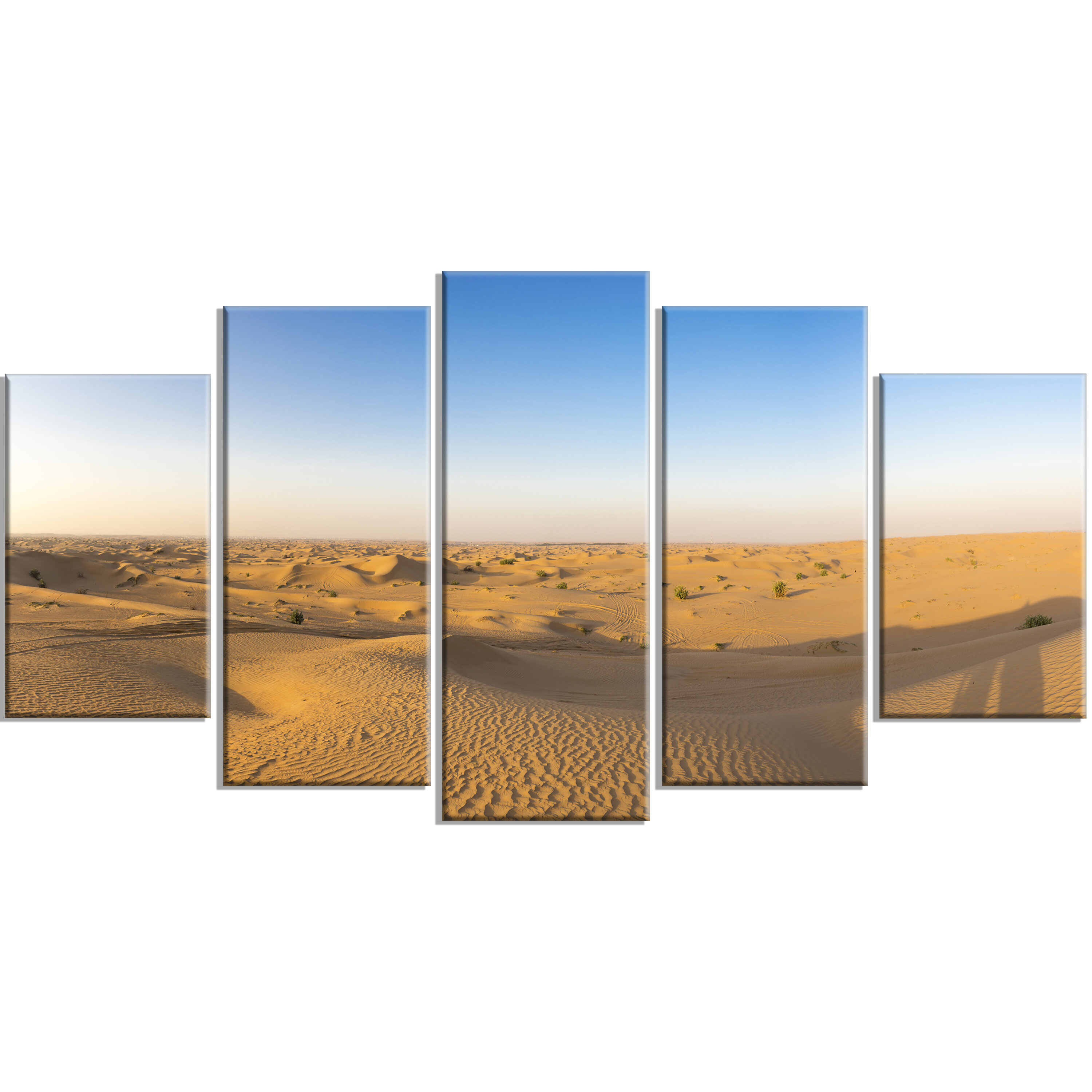 Designart Sand Dunes Desert In Dubai 5 Piece Wall Art On Wrapped Canvas Set Wayfair