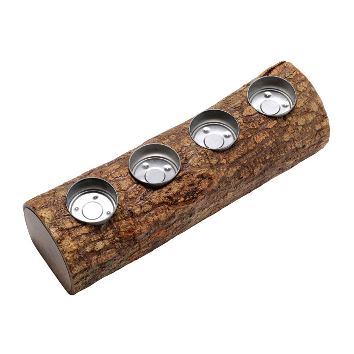 World Menagerie Decorative Fireplace Log Mango Wood Votive Holder