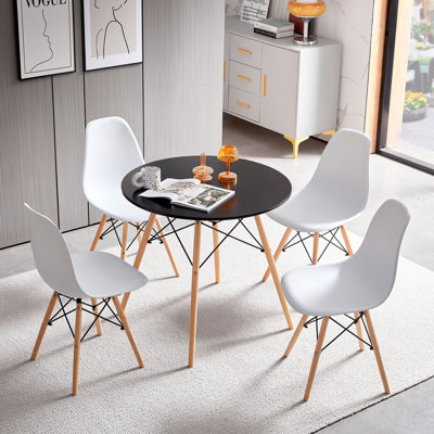 Modholic 32" Eiffel Table & Set of 4 Wood Legs Chairs