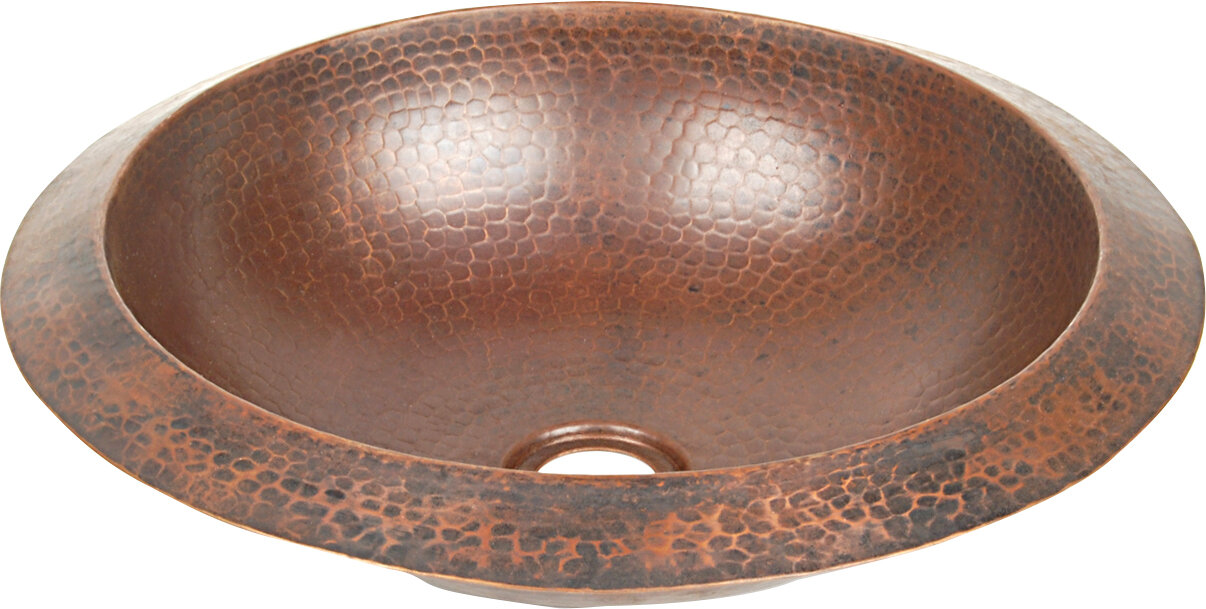 Metal Copper Fleur de lis Hammered Texture Tub