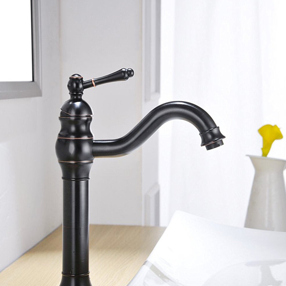 Details about   Bathroom Waterfall Oil Rubbed Bronze Basin Faucet Vanity Sink Tap+Pop Up Drain-B