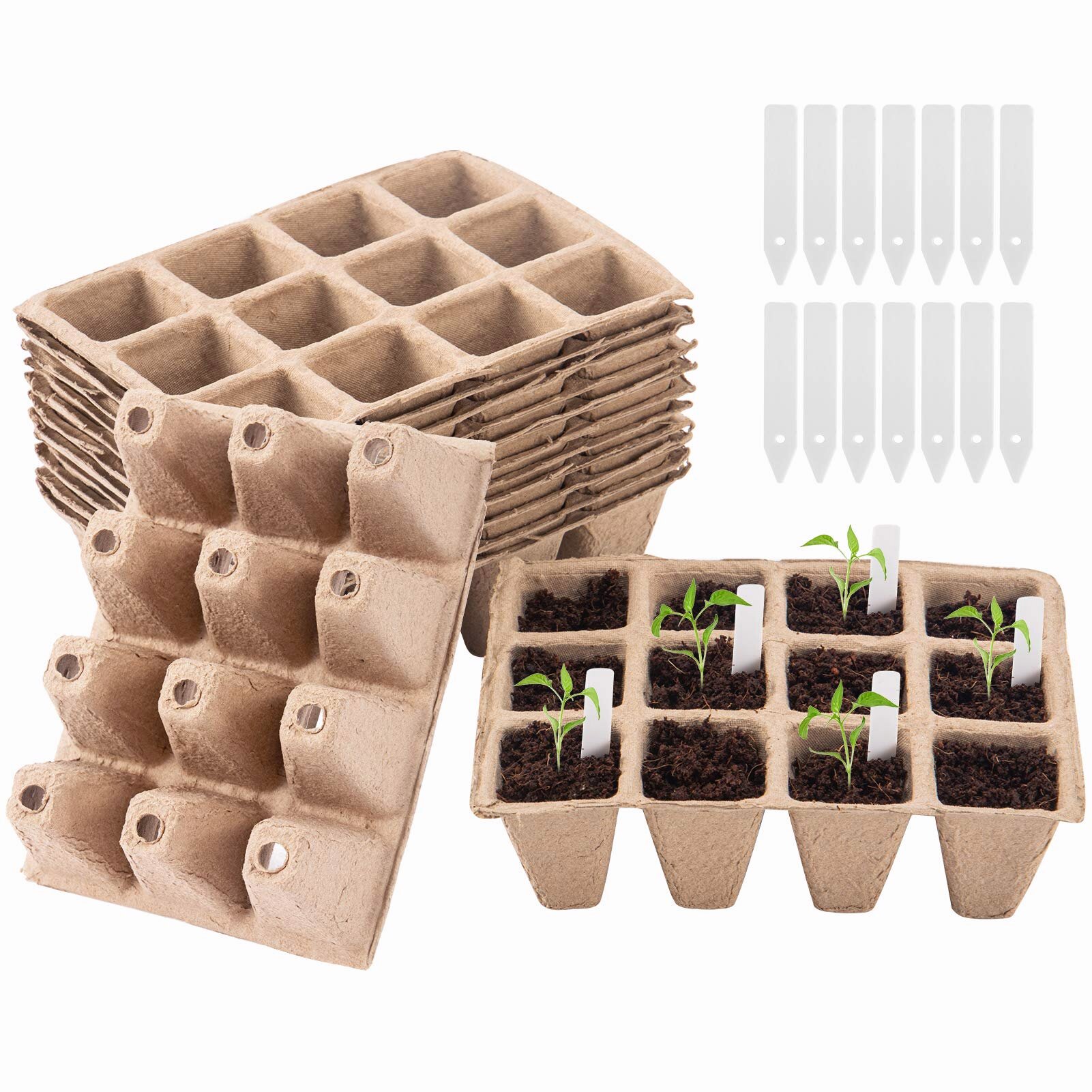 Eco Friendly Seedling Germination Trays for Gardens Nurseries and Greenhouses Fruit Biodegradable Seedling Starter Trays Vegetable Patches 12 Pack