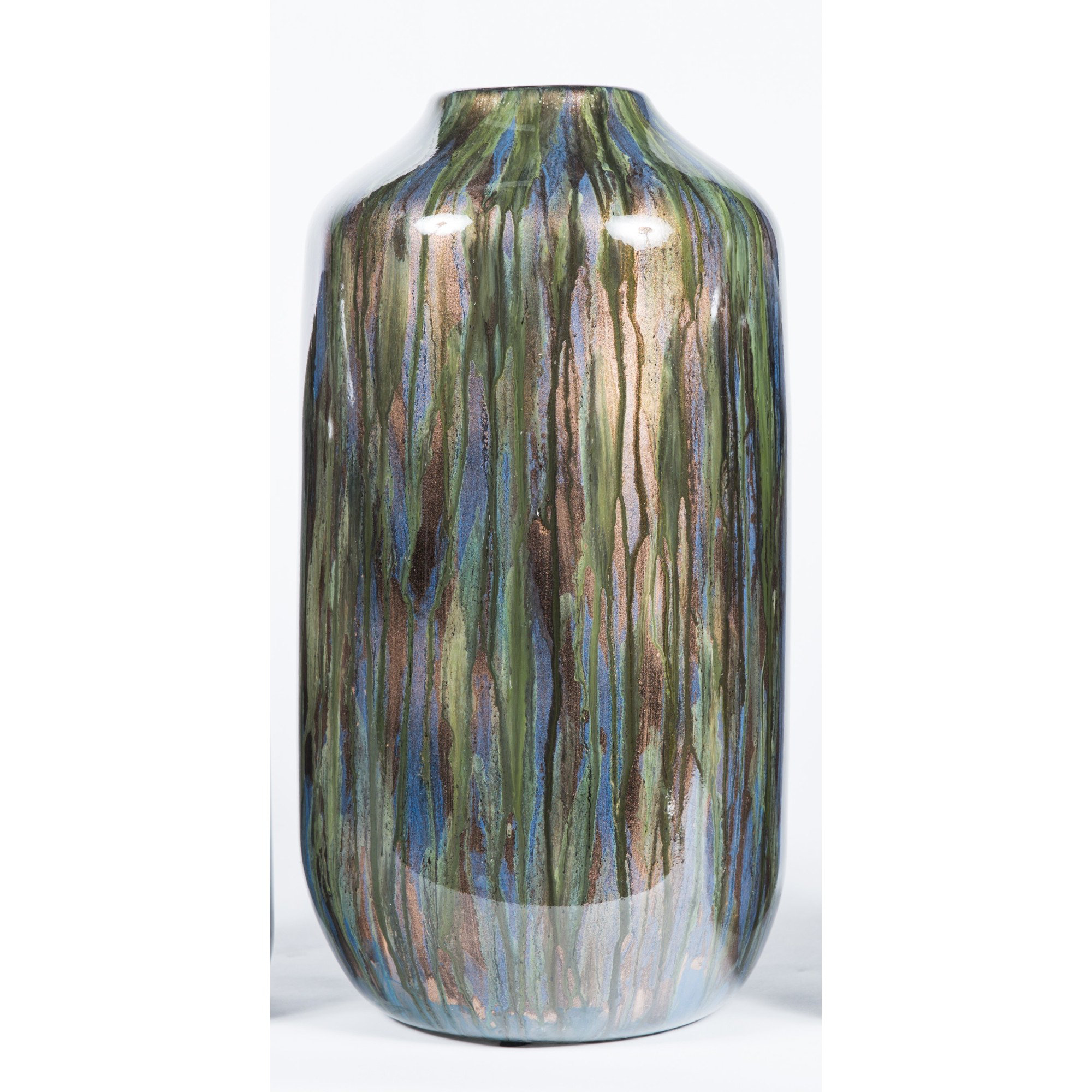 Prima Design Source Peacock Forest Green Blue Brown Glass Table Vase Perigold