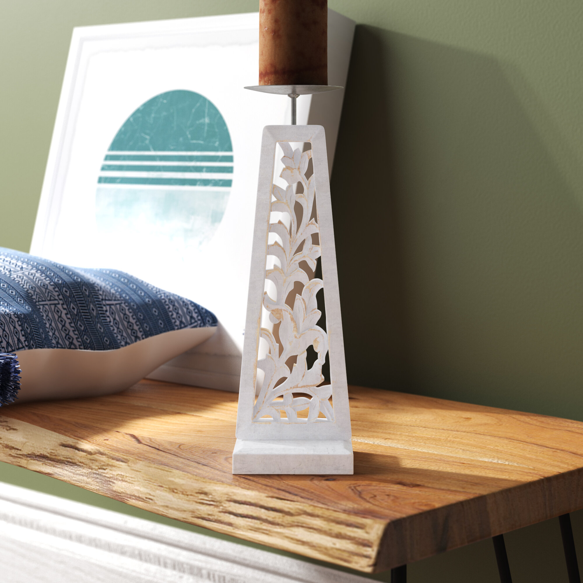 white candle stand