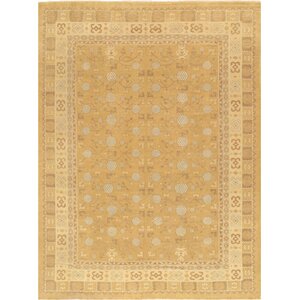 Khotan Hand-Knotted Gold Area Rug