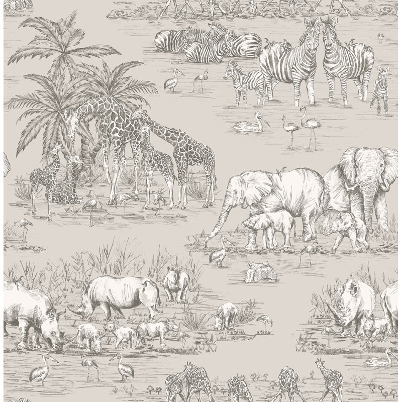 World Menagerie Cambra Watering Hole 33 L X 20 5 W Wallpaper