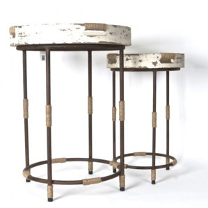 Dornley Wood/Metal 2 Piece Round Serving End Table Set by 17 Stories