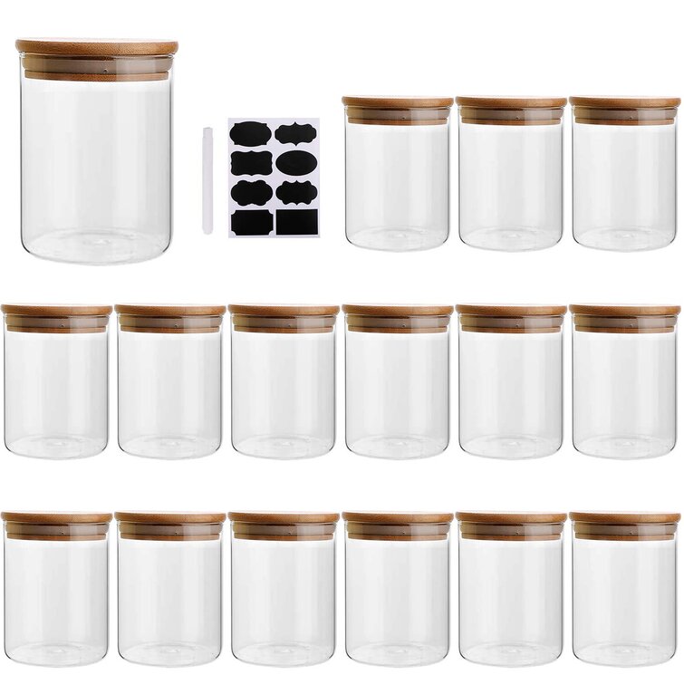 Kitchen Glass Airtight Wood Lid Storage Jar Candy Rice Food Canister Container 