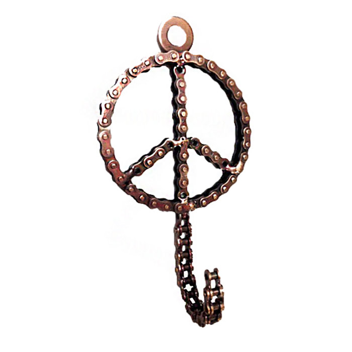 Williston Forge Bicycle Chain Peace Sign Hook Wall Decor Wayfair