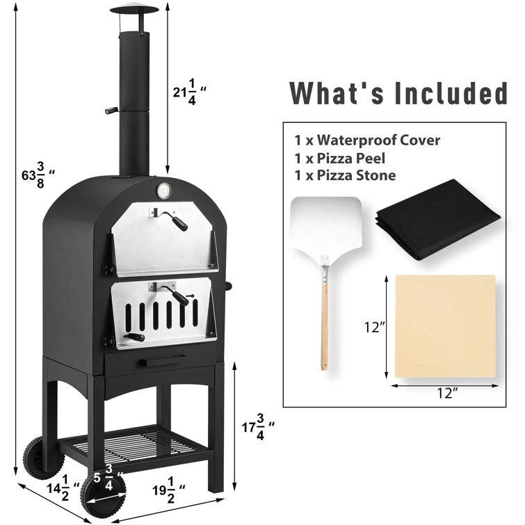 U Max Steel Freestanding Wood Fired Pizza Oven In Black Wayfair