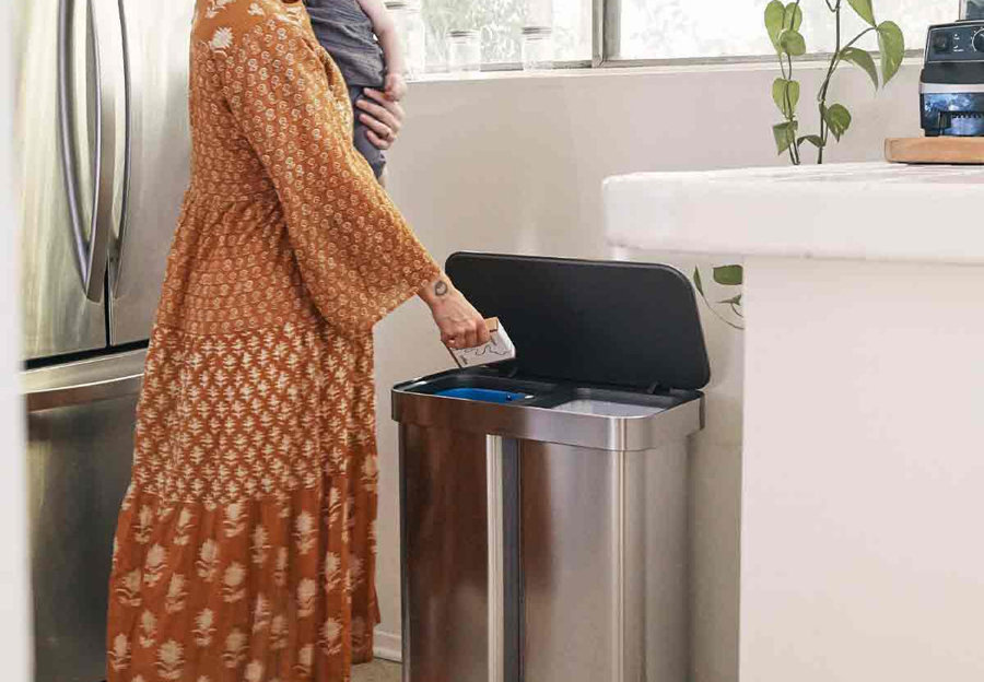 Hands-Free Dual Compartment Trash Can