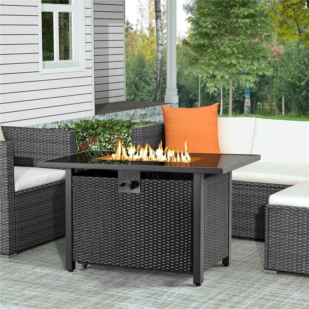 Red Barrel Studio® Domeier 25'' H x 43'' W Propane Outdoor Fire Pit ...