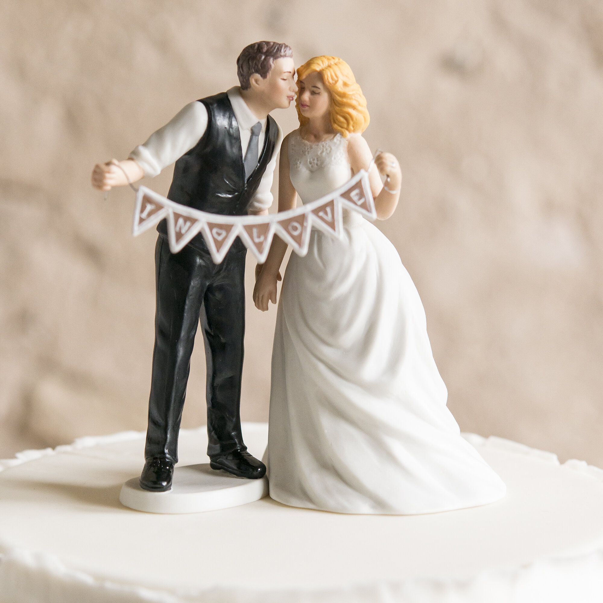 Kissing Bride and Groom Porcelain Cake Topper Wedding Cake Toppers.