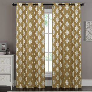 Ginsberg Damask Semi-Sheer Grommet Curtain Panels (Set of 2)