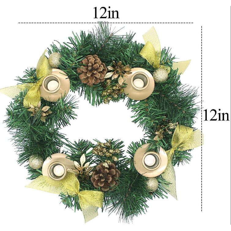 20 Inch Christmas Advent Wreath Christmas Decoration Oval 3 Candles Holder with 