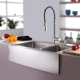 Kitchen Combos 33 L X 21 W Double Basin Farmhouse Kitchen Sink