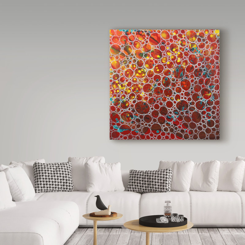 Trademark Art Dimension Bubbles Yellow Acrylic Painting Print On Wrapped Canvas Wayfair