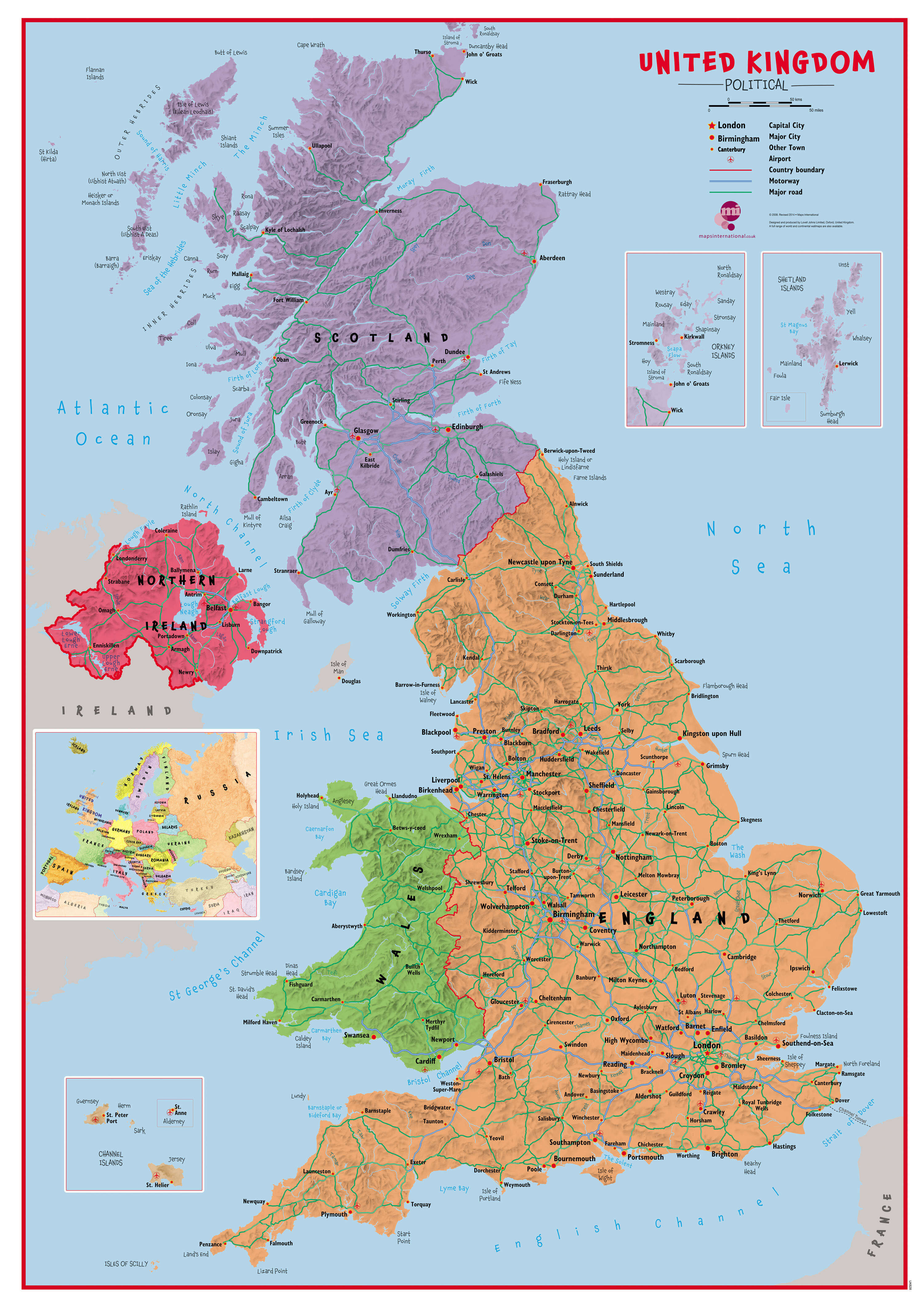 Brayden Studio Huge Primary Uk Wall Map Political - Unframed Art Prints 