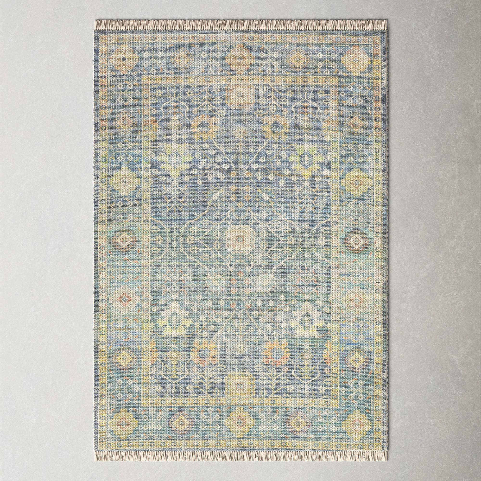 AllModern Tucson Oriental Handwoven Navy/Lime/Aqua/Sky Blue Area Rug