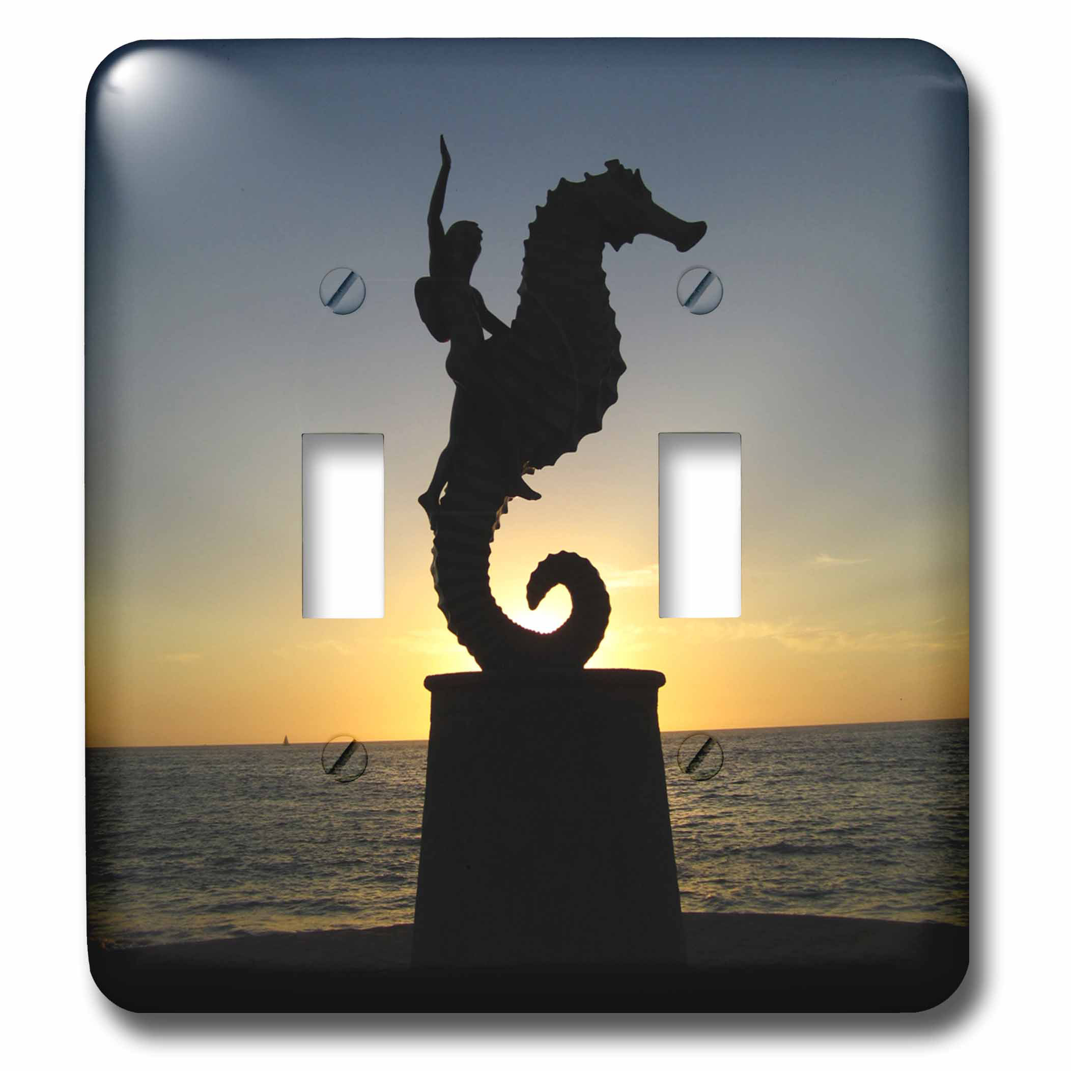 3drose Puerto Vallarta Malecon Boy On Seahorse Statue Silhouetted Against Sunset 2 Gang Toggle Light Switch Wall Plate Wayfair