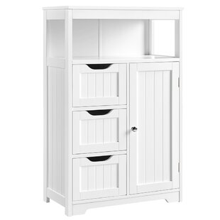 White Floor Cabinet/Cupboard with One drawer 3 Shelves Bathroom Kitchen Storage 