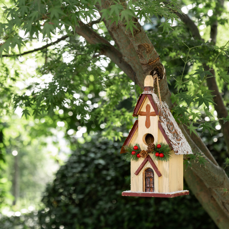 The Holiday Aisle Boulemane Church Christmas 13 In X 7 In X 6 In Birdhouse Reviews Wayfair