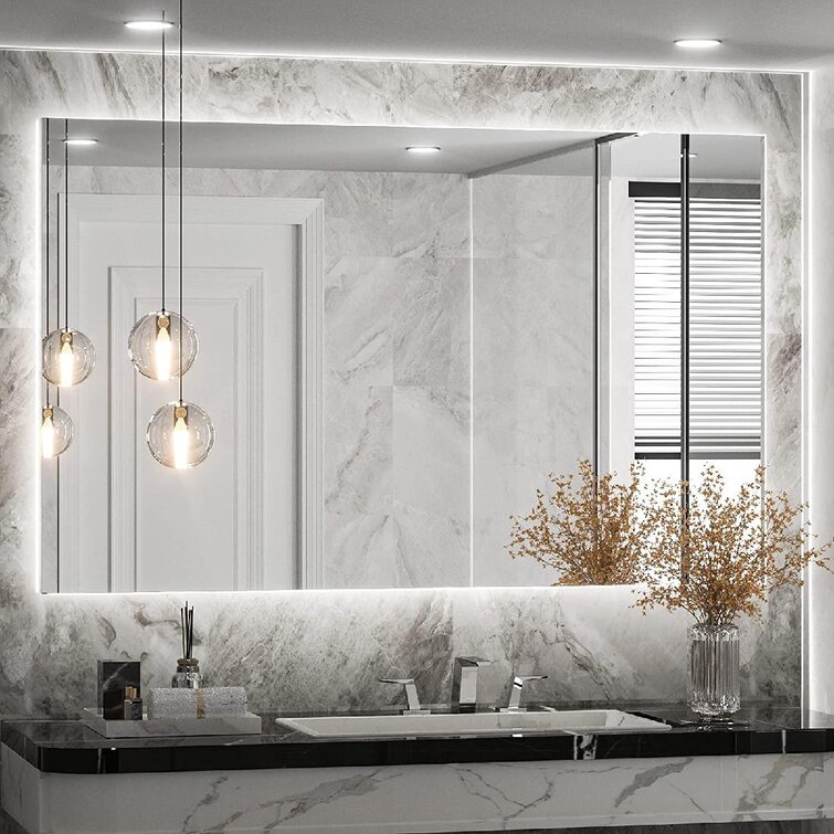 40"x 24" LED Illuminated Bathroom Mirror Wall Mounted Anti Fog Makeup Mirror 