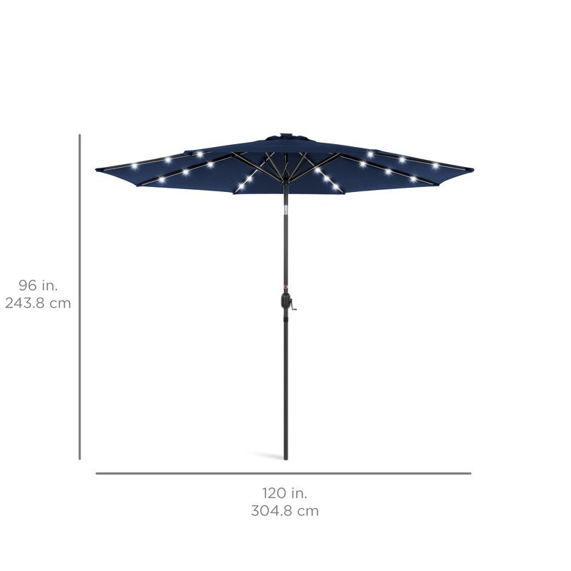 Freeport Park Mateus 10ft Solar Led Lighted Patio Umbrella W Tilt Adjustment Fade Resistant Fabric Reviews Wayfair