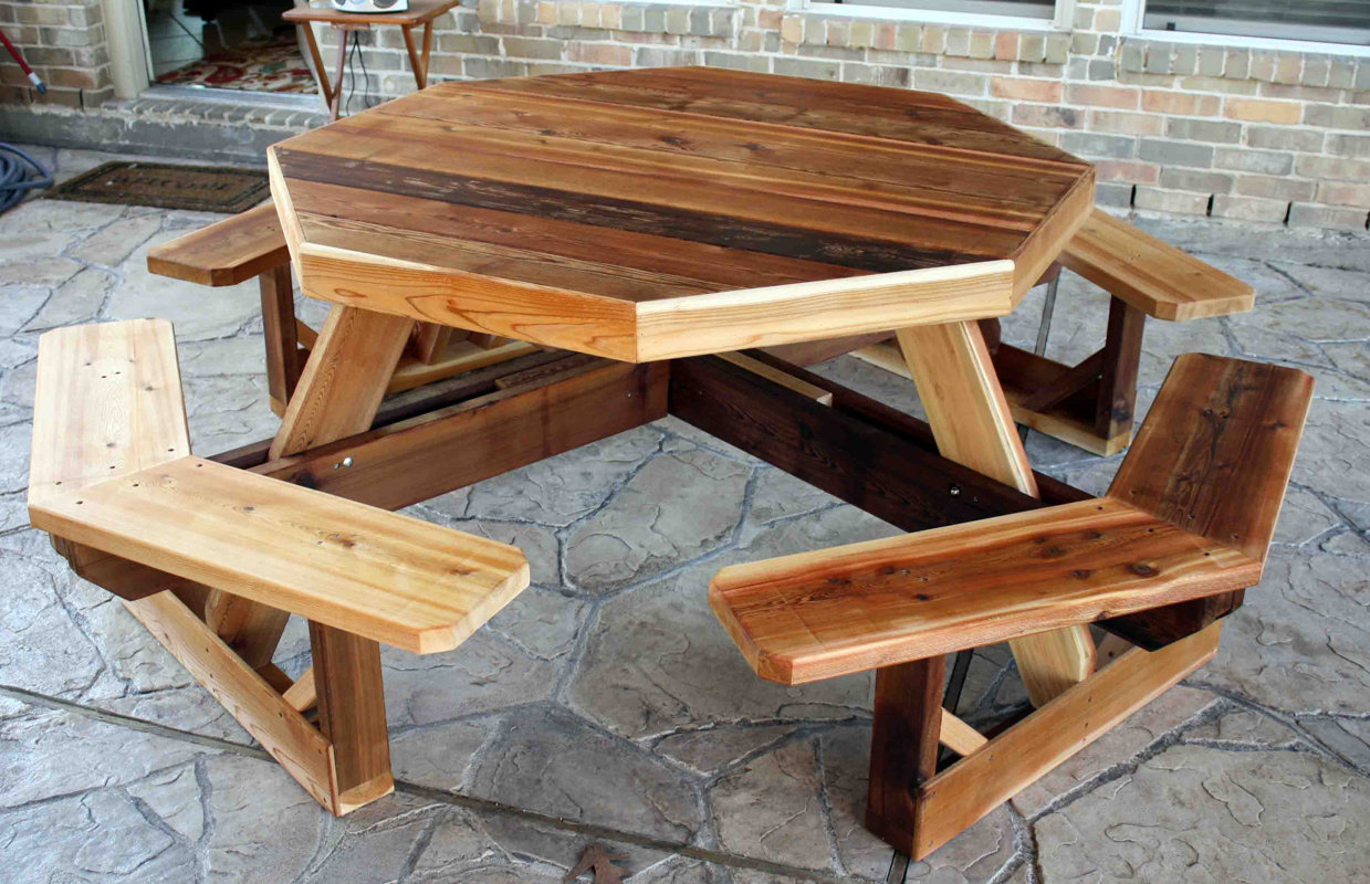 CedarCreekWoodshop Western Cedar Octagon Picnic Table & Reviews | Wayfair