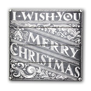 'Merry Christmas Wish' Textual Art on Wood