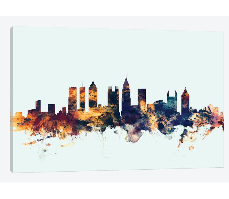 East Urban Home Skyline Series Atlanta Georgia Usa On Blue