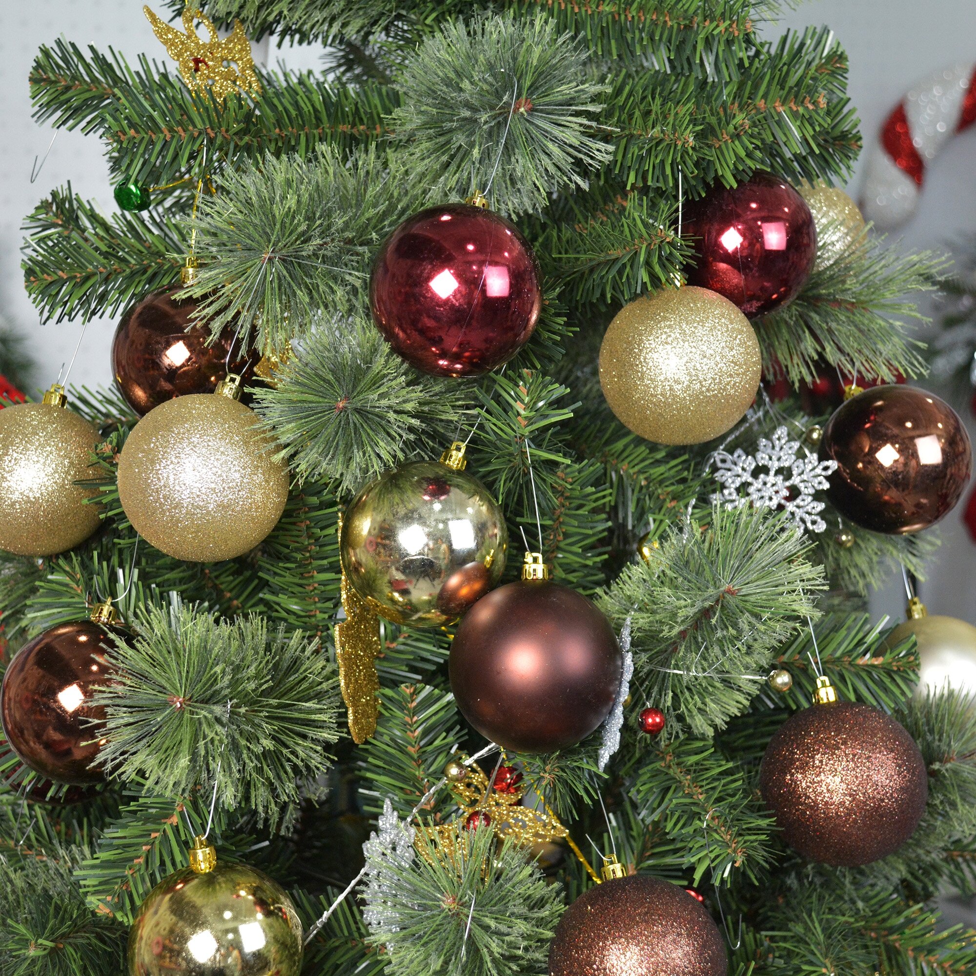 Green & White Christmas Tree Decoration 6 100mm Shatterproof Glitter Stars