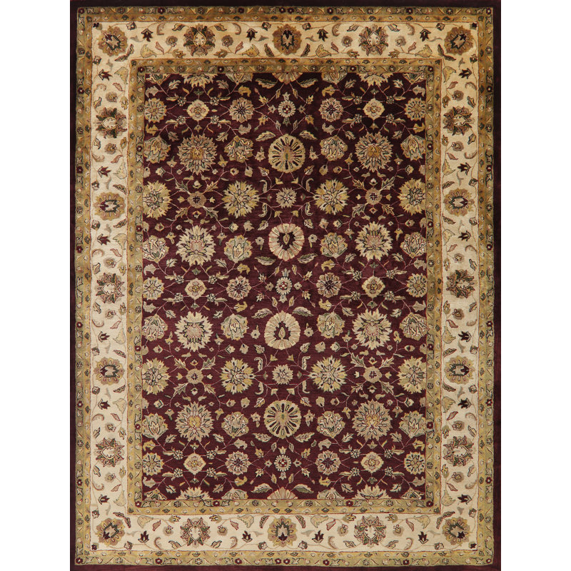 Astoria Grand Wisniewski Floral Handmade Tufted 9 X 12 Wool Red Yellow Area Rug Wayfair