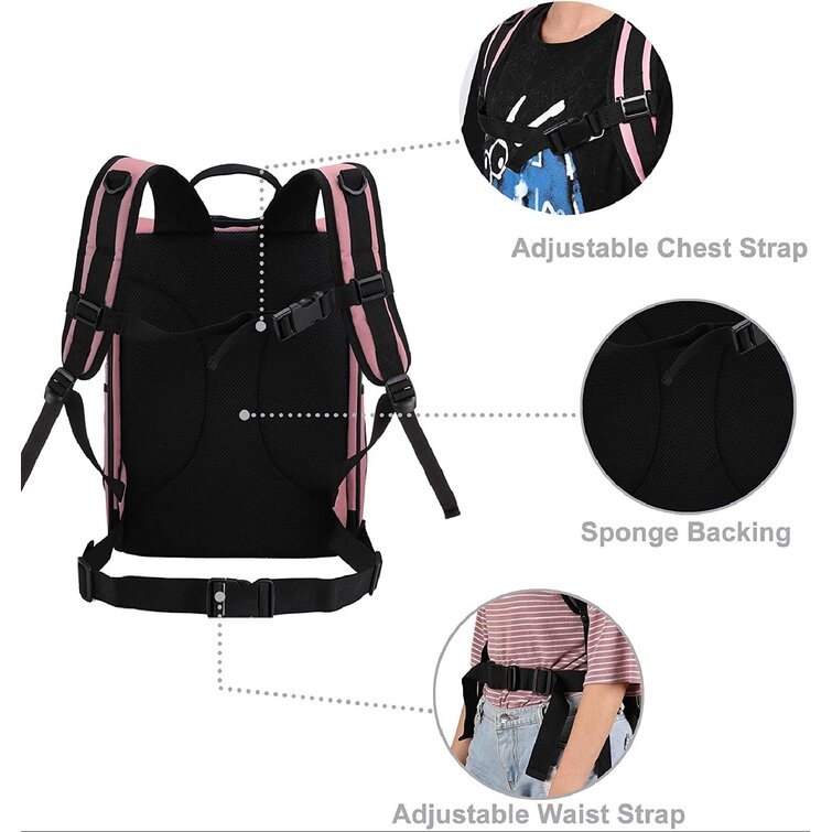 Black Safety Features and Cushion Back Support for Travel Pet Carrier Backpack for Large/Small Cats and Dogs Hiking Puppies Outdoor Use 