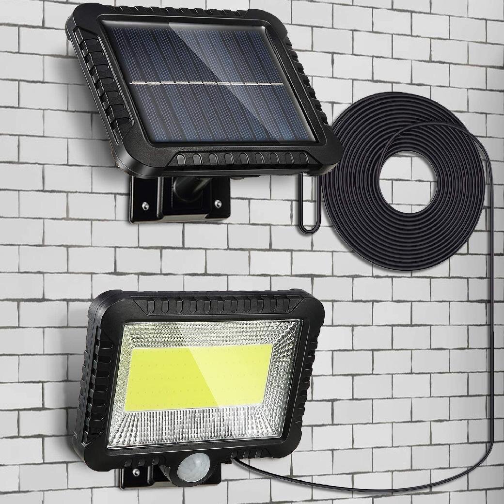100LED 3Heads Solar Wall Lamp Outdoor Motion Sensor Rotatable Street Spot Light 