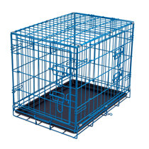 small blue dog crate