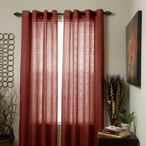 Woven Jacquard Solid Sheer Grommet Single Curtain Panel