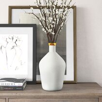 17.75" Glass Vase With Gold Lotus Flower Design 