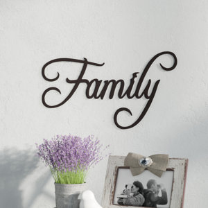 Family Word Sign Fancy Script Wall Du00e9cor