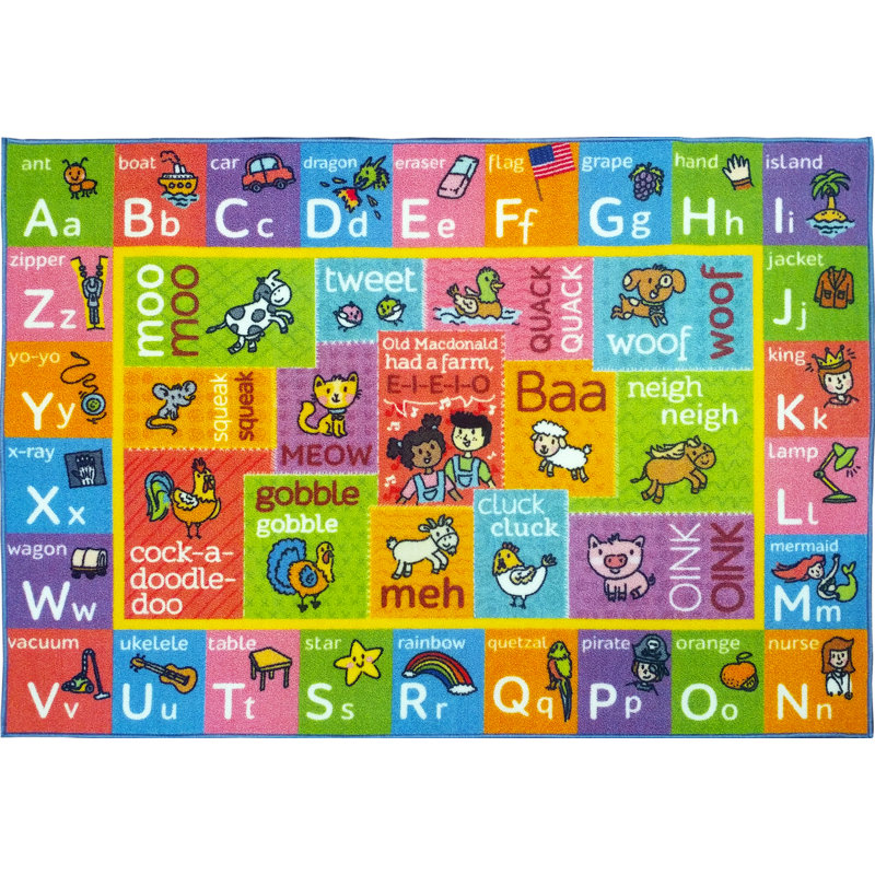 Zoomie Kids Perreira Abc Alphabet Green Pink Indoor Outdoor Rug Reviews Wayfair