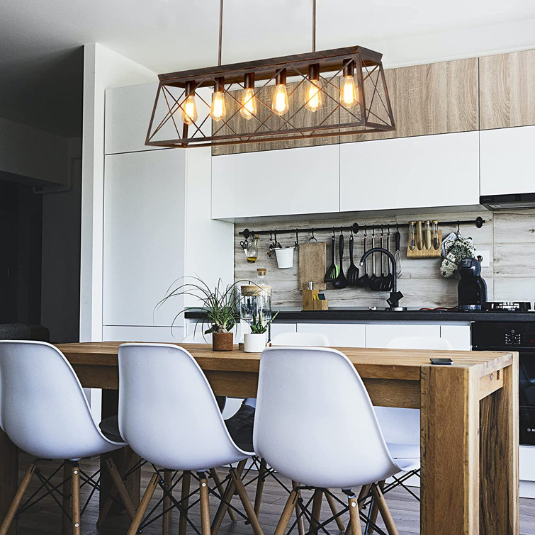 Povison Farmhouse Chandelier, Chandeliers For Dining Room, Dining Room Light, Kitchen Island Lighting For Kitchen, 6-light Kitchen Light Fixtures For ...